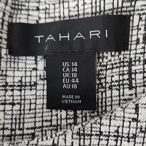 Tahari Black White Tweed Print Sleeveless Sheath Dress with Pockets Classic Fit - Picture 2 of 7